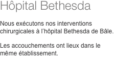 Hôpital Bethesda  Nous exécutons nos interventions  chirurgical